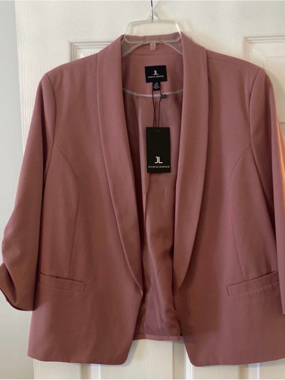 Jules & Leopold Dusty Rose Open-Front Shawl Collar Blazer